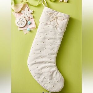 New! Anthropologie Akoya Pearl-Embellished Stocking Holiday 2025, 22.75" tall